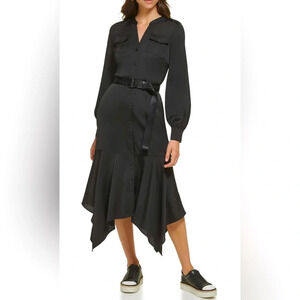 Karl Lagerfeld Paris Women's Everyday Long Sleeve Sport Dress Black Small